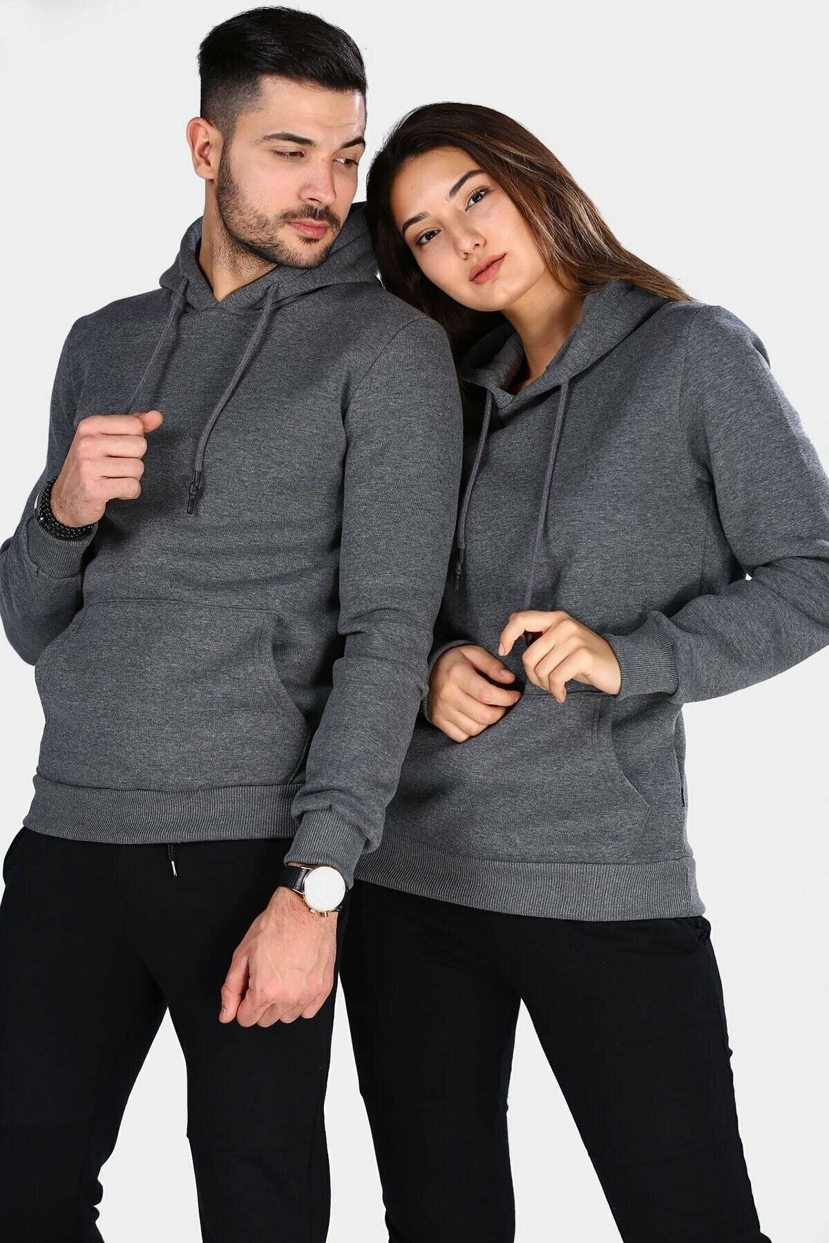 Pack Of 2 Couple Hoodie in Grey