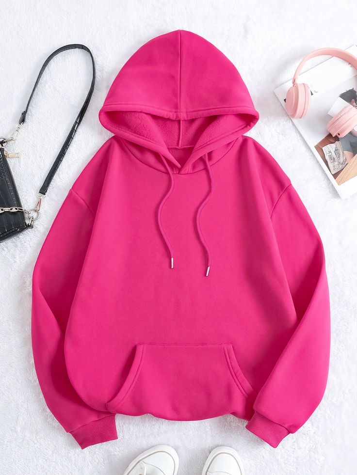Hot pink winter warm hoodie