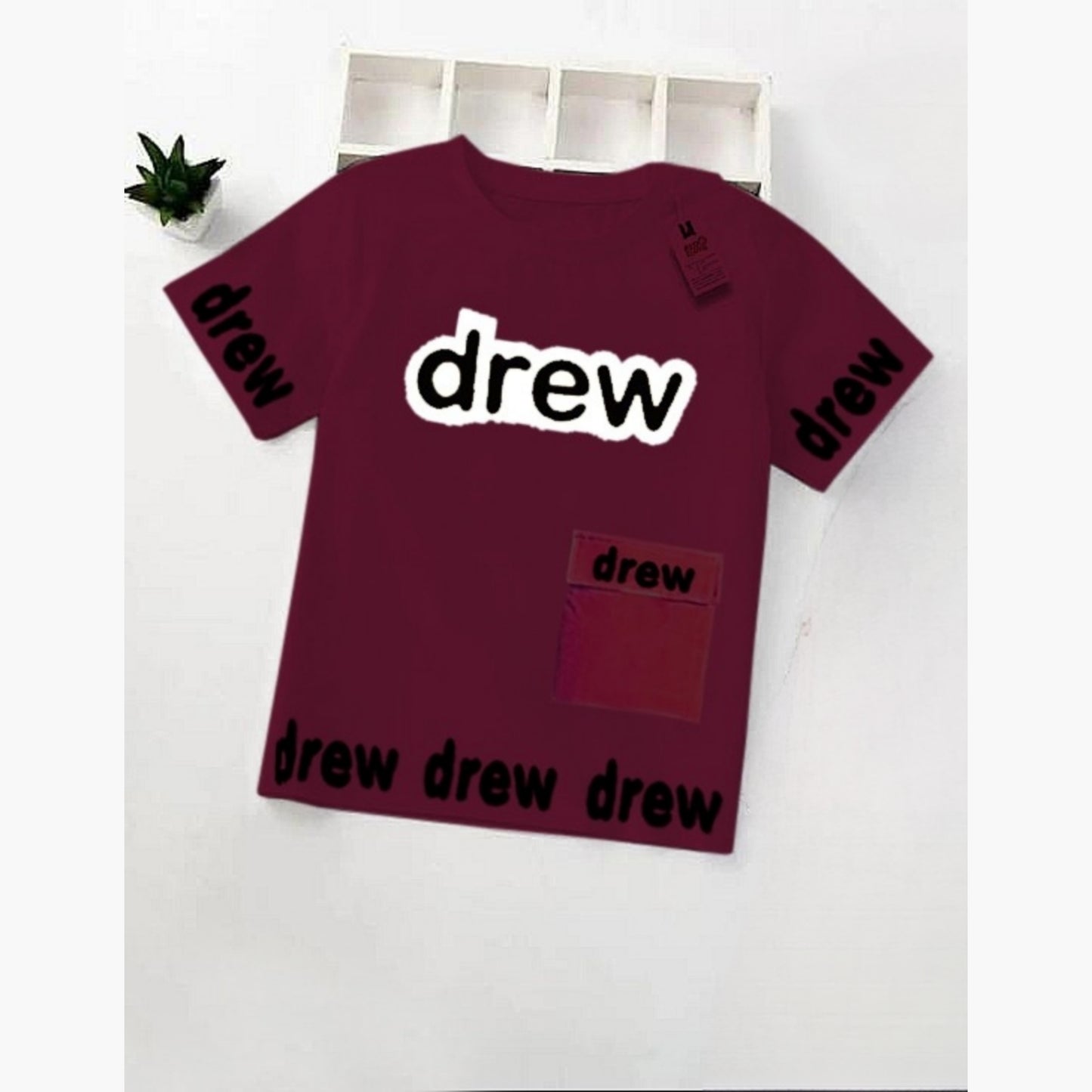 ( T-Shirt ) Maroon Drew Style Shirt For Baby & Baba