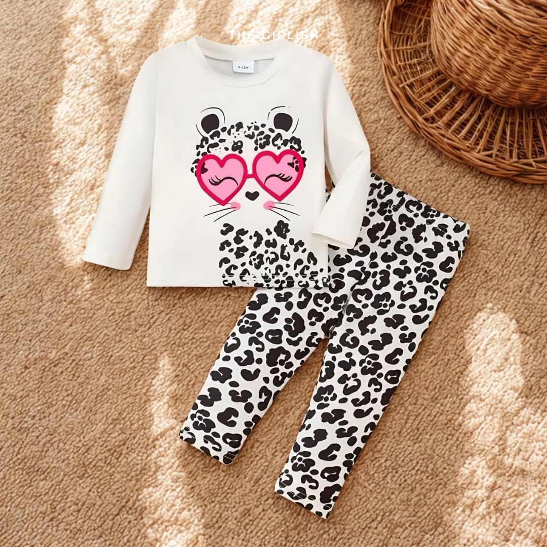 White Cute Cat Fashion Shirt & Trouser For Baby & Baba