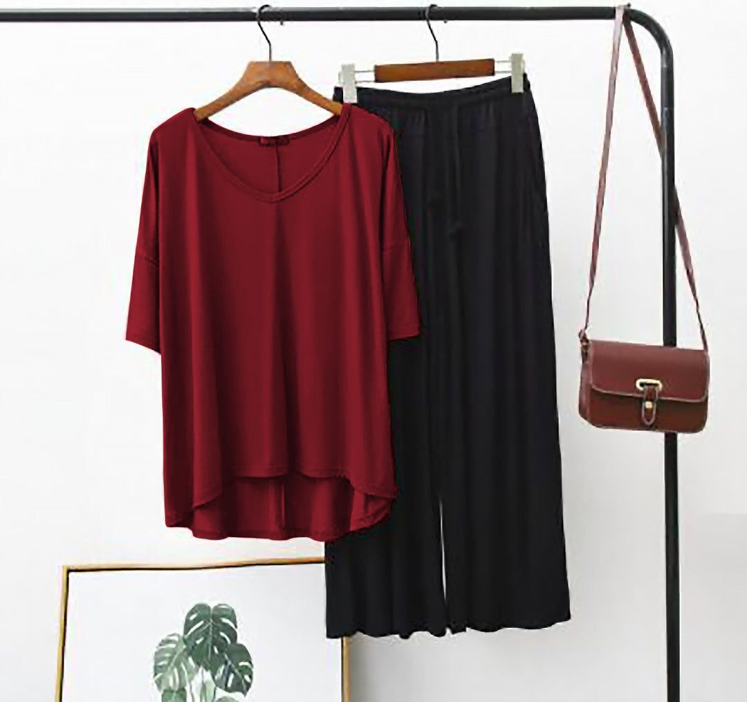 Maroon Black Shirt & Trouser ( PJ Set )