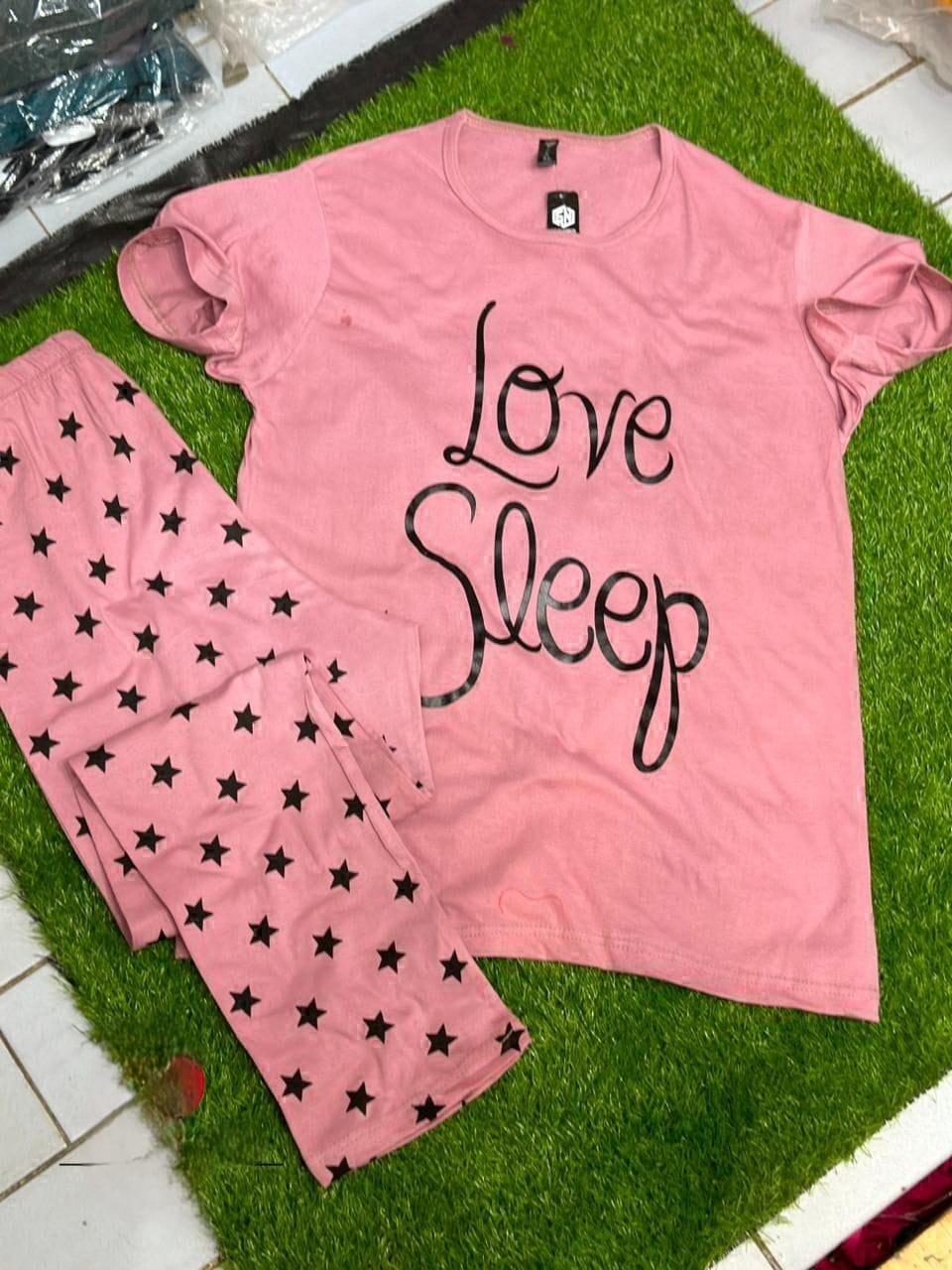 Pink Love Sleep Shirt & Trouser ( PJ Set )