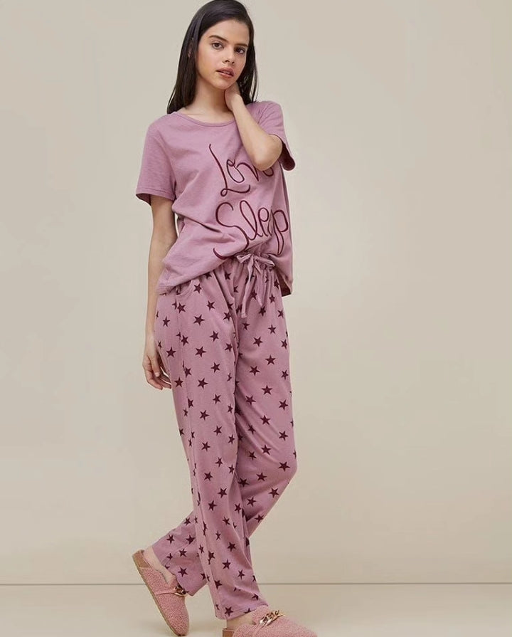 Pink Love Sleeep Shirt & Trouser ( PJ Set )