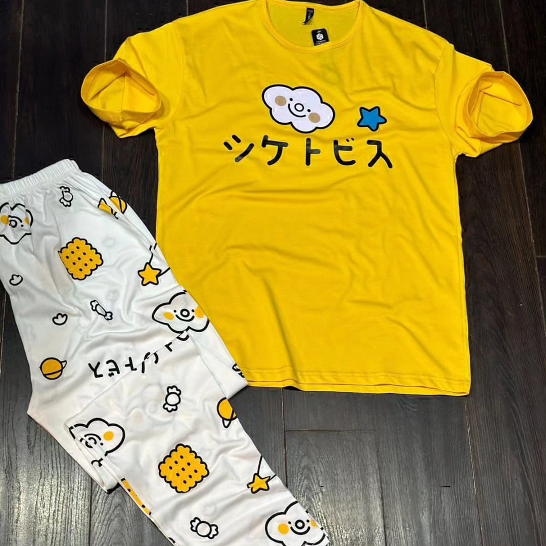 Yellowish Cherry Shirt Trouser ( PJ Set )