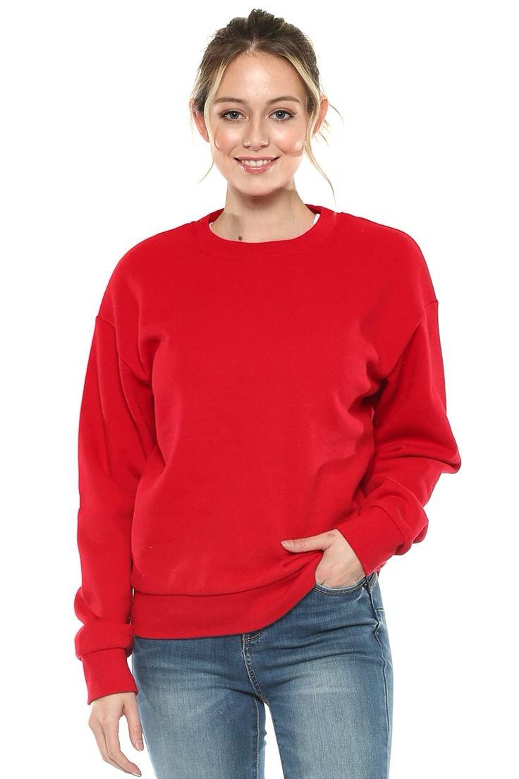 Trendy Red Winter Sweatshirt For Her