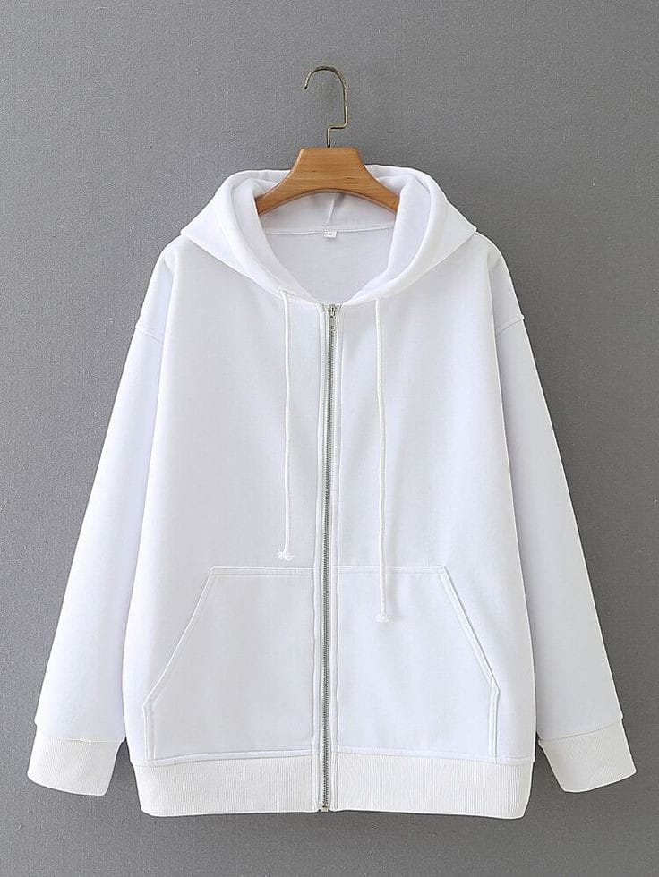 Premium White Zipper Hoodie For Winters