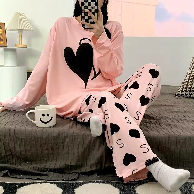 Pink Dual Heart Shirt & Trouser ( PJ Set )