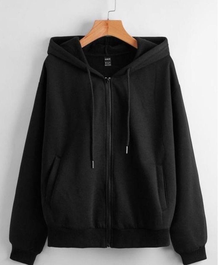 Black Zipper Hoodie For Winter Vibes