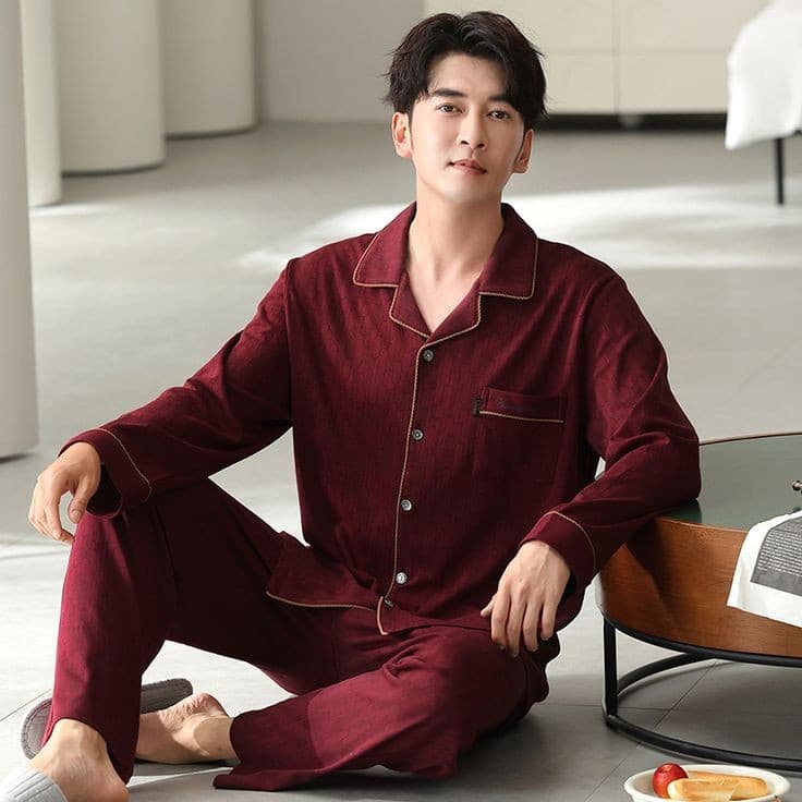 Pack of 2 Maroon Couple Night Suit ( Silk ) #301