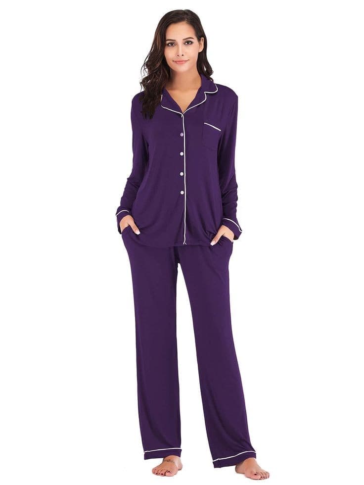 Rich Purple Silk Satin Night Suit For Her #225