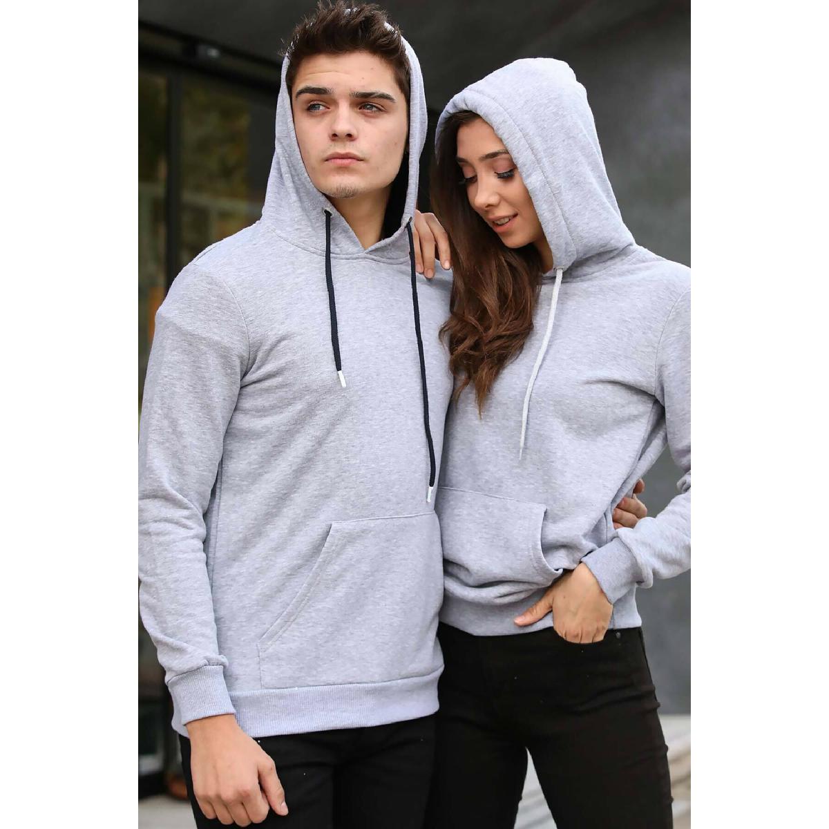 Pack Of 2 Couple Hoodie in Wish Grey