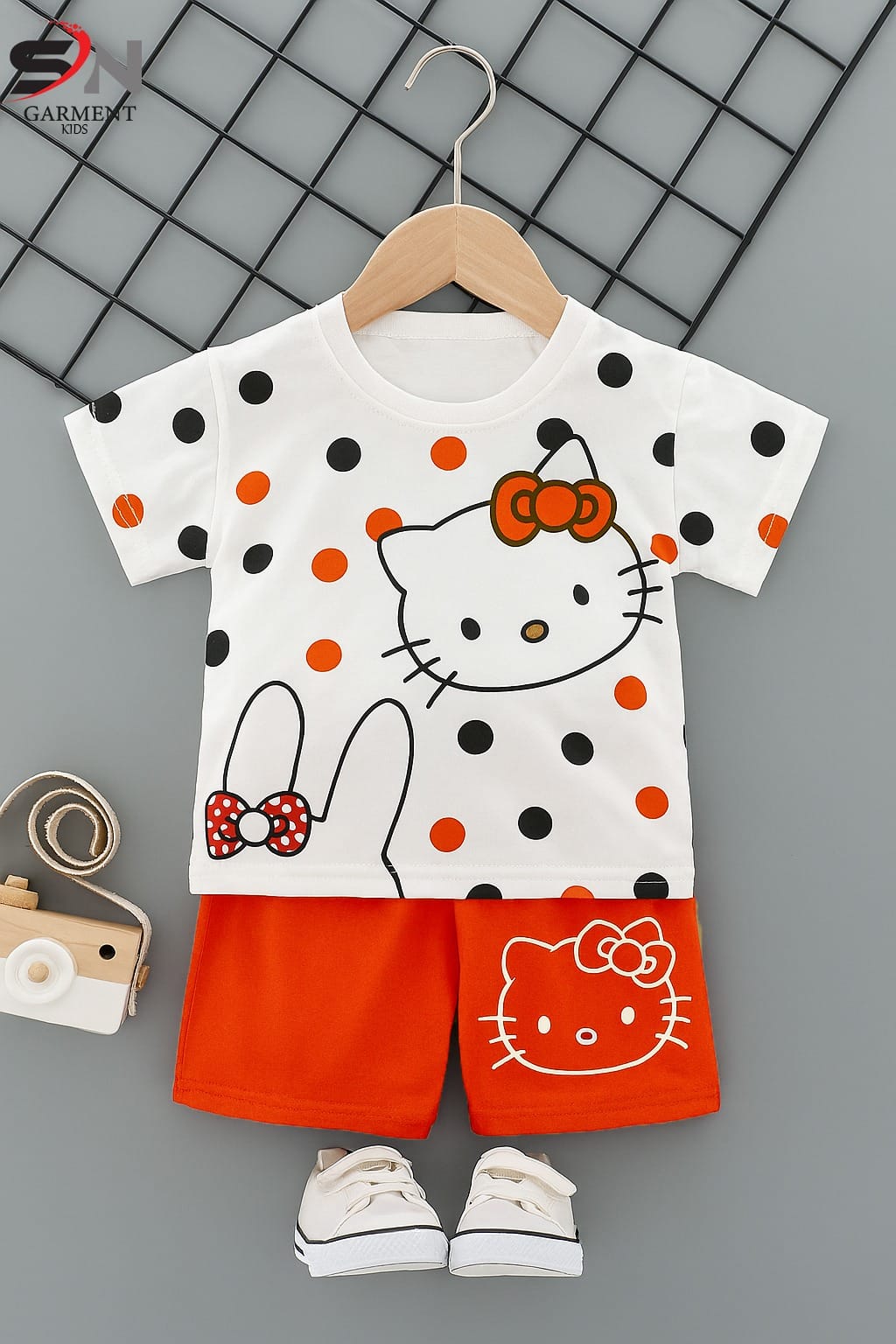 White Polka Style Catty Summer Shirt & Trouser For Baby & Baba