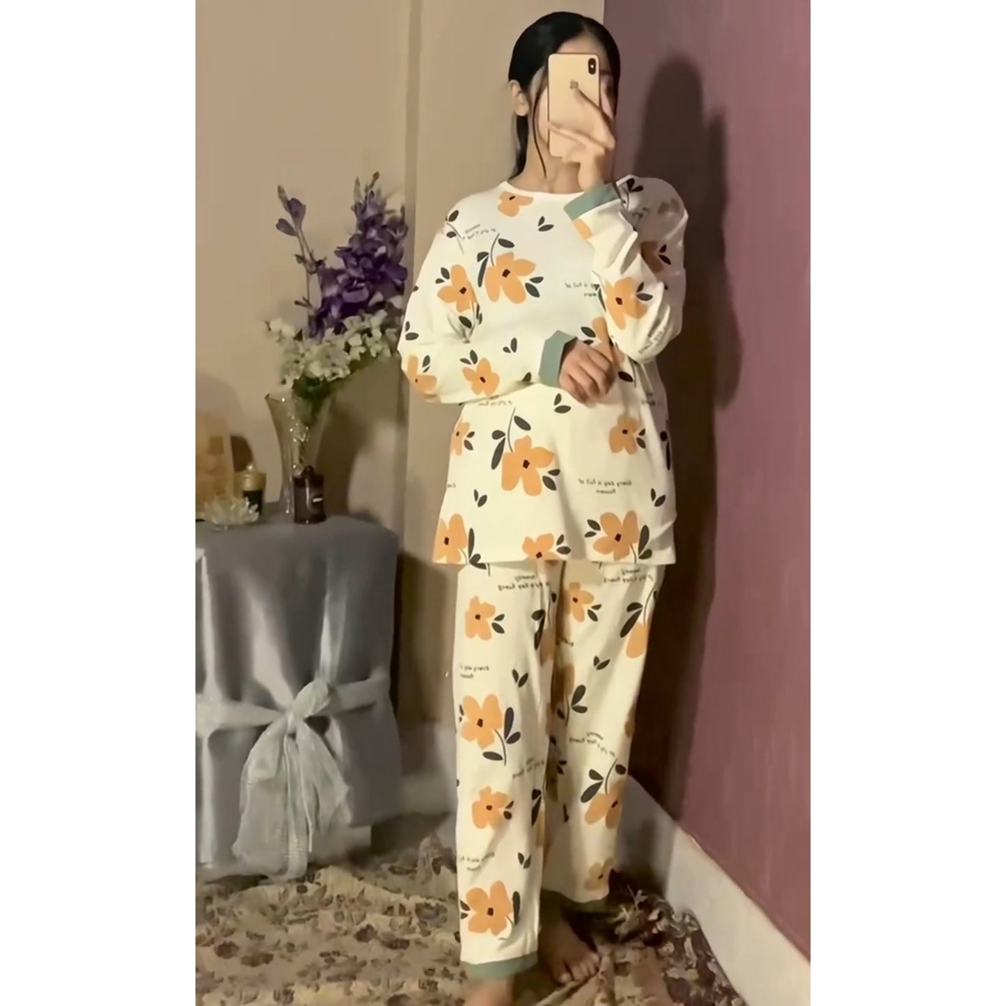 Flowers Print Full Sleeves T-shirt & Trouser