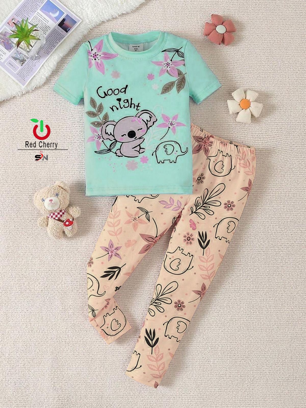 Good Night Greenish Summer Shirt & Trouser For Baby & Baba