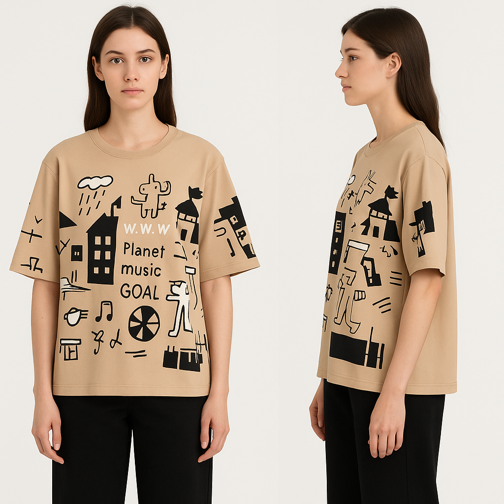 Brown Planet Print Shirt Trouser ( PJ Set )