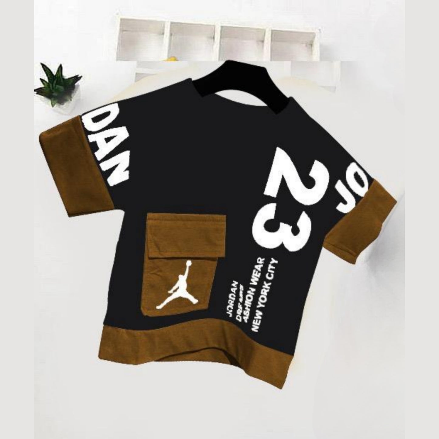 ( T-Shirt ) Black Brown Jordan 23 Style Shirt For Baby & Baba