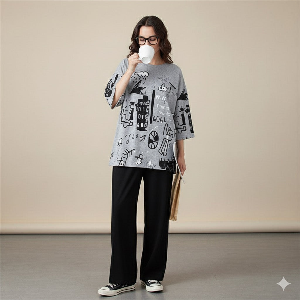 Grey Galaxy Music Shirt & Trouser ( PJ Set )