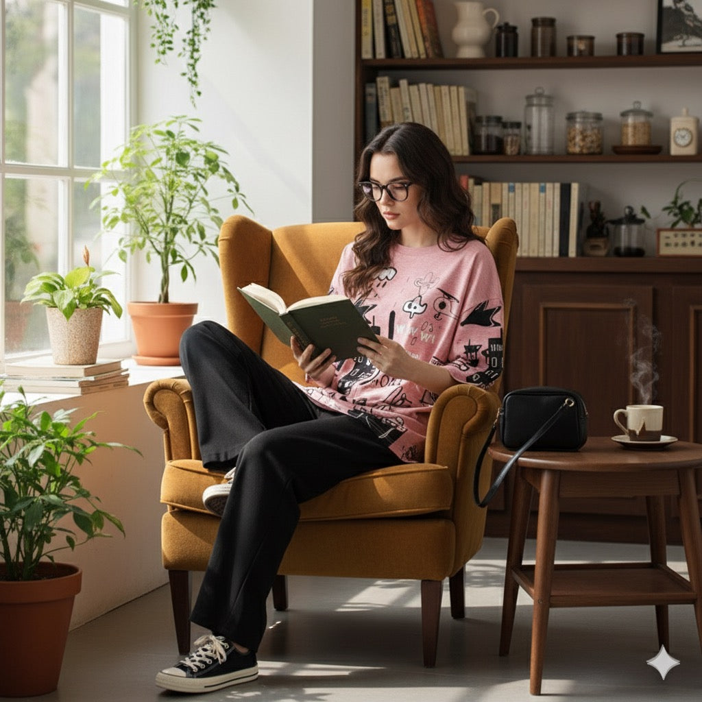 Pinkish Multi Music Planet Shirt Trouser ( PJ Set )