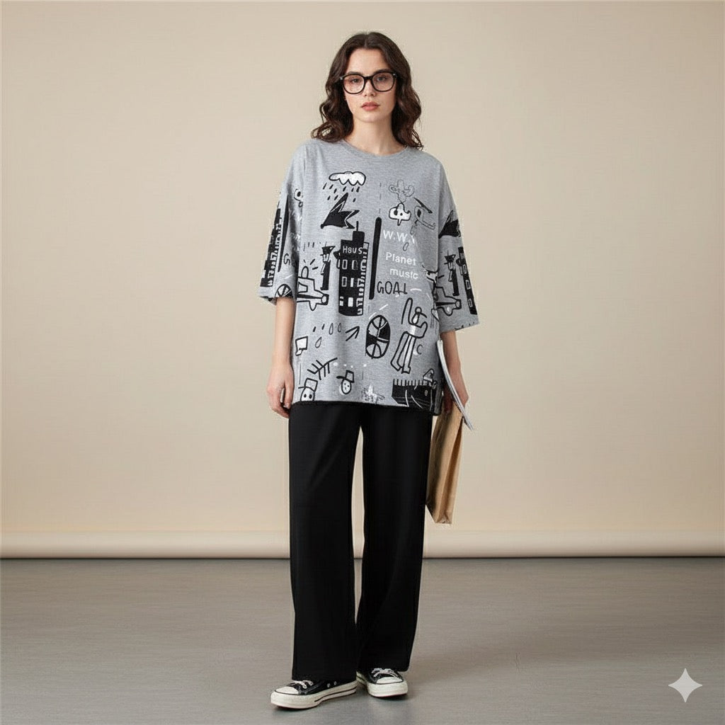 Grey Galaxy Music Shirt & Trouser ( PJ Set )