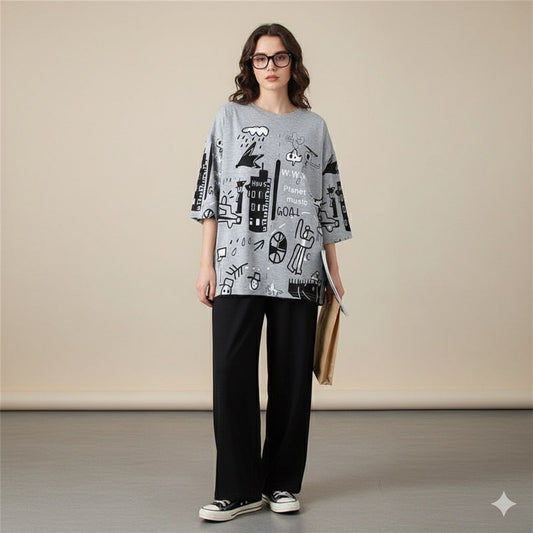 Grey Galaxy Music Shirt & Trouser ( PJ Set )