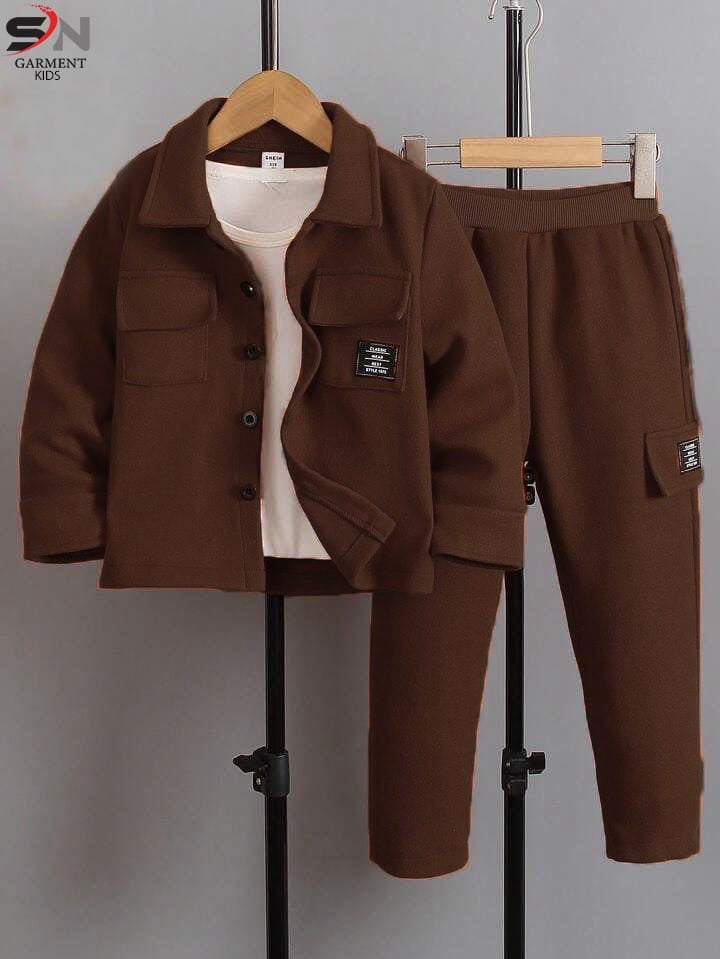 Brown Trending Cord Set With Trouser For Kids