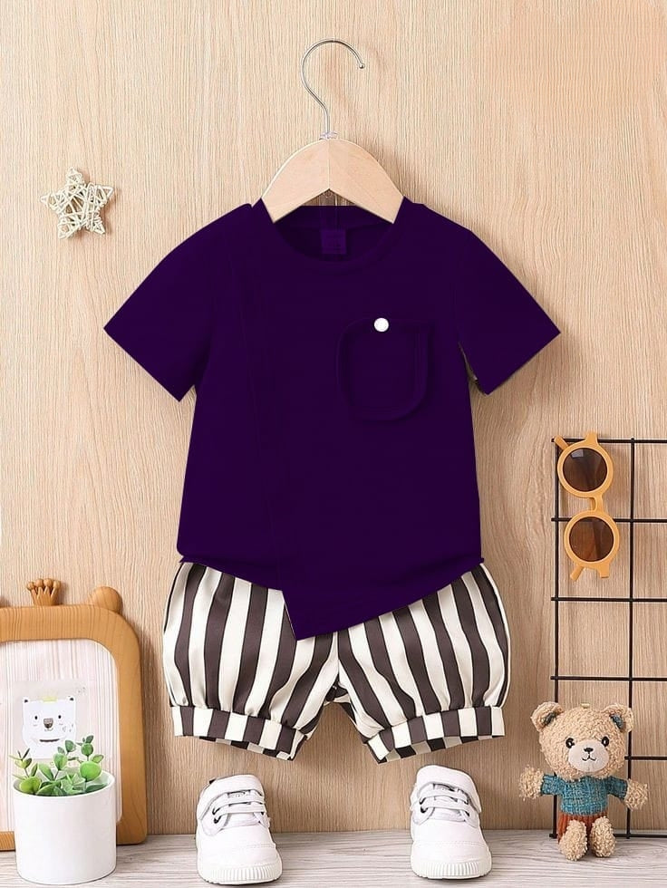 Navy Blue Summer Shirt & Nicker Set For Baby & Baba