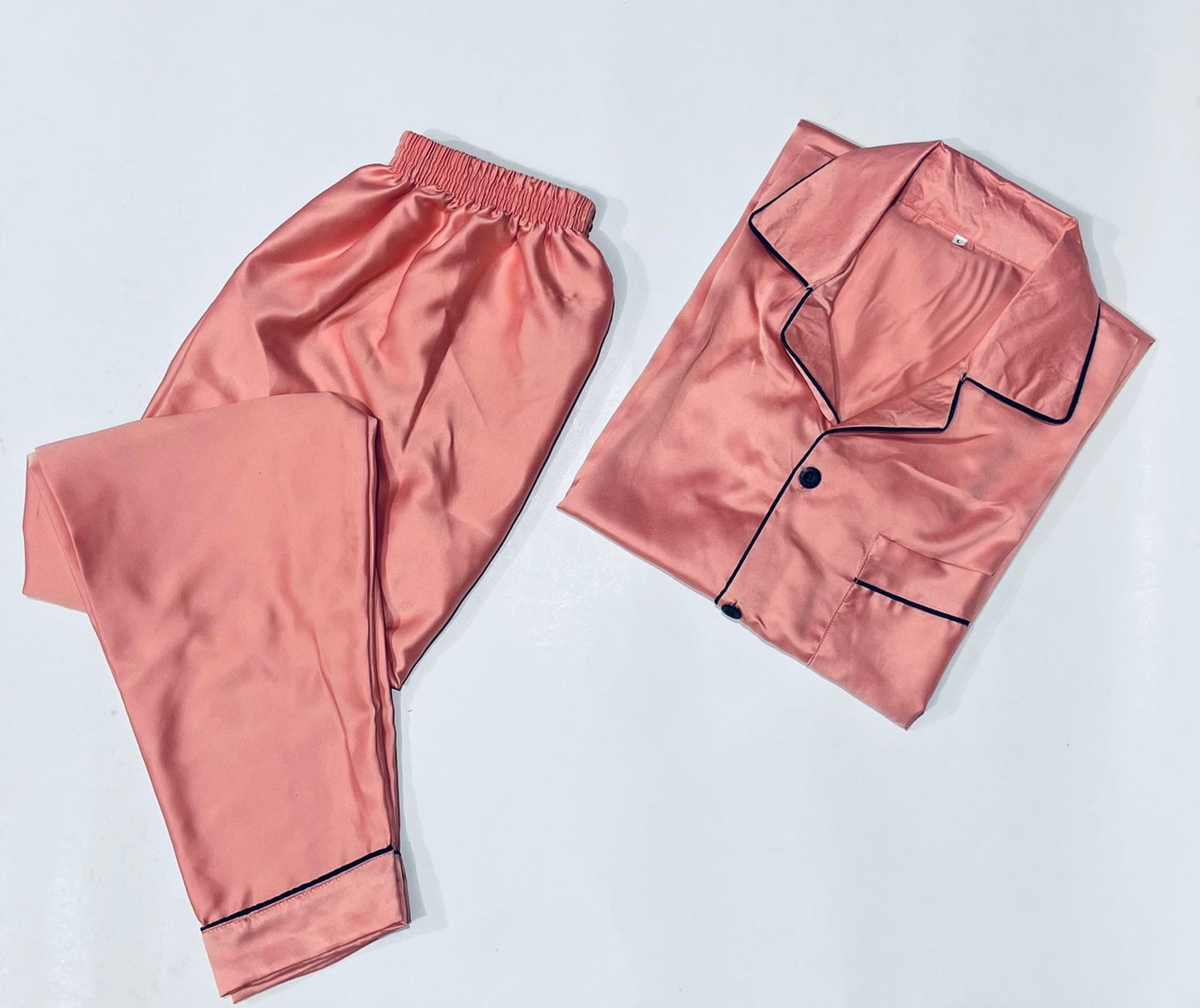 Baby Pink Silk Satin Night Suit For Her #287