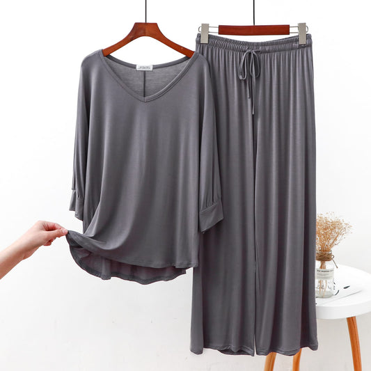 Grey V-Neck Shirt & Trouser ( PJ Set )