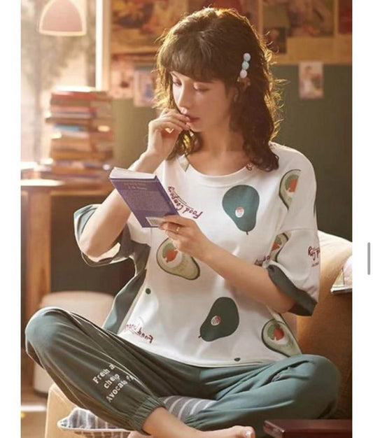 White Avacado Shirt & Trouser ( PJ Set )