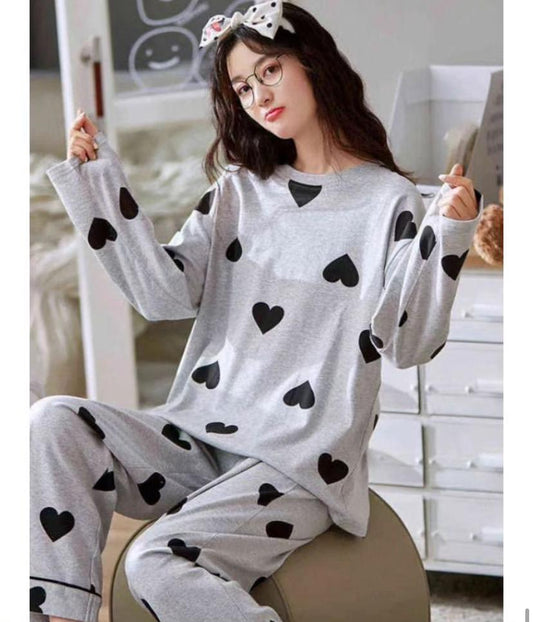 Grey Hearts Shirt & Trouser ( PJ Set )