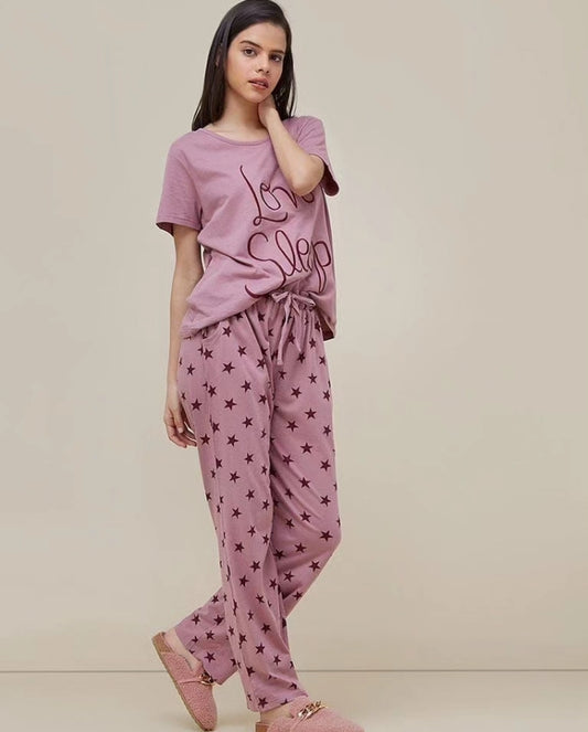 Pink Love Sleeep Shirt & Trouser ( PJ Set )