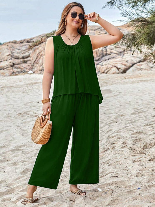 Green Sleeveless Shirt & Trouser ( PJ Set )