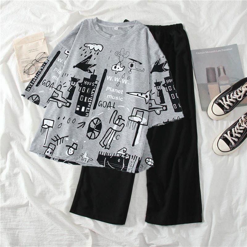 Grey Galaxy Music Shirt & Trouser ( PJ Set )