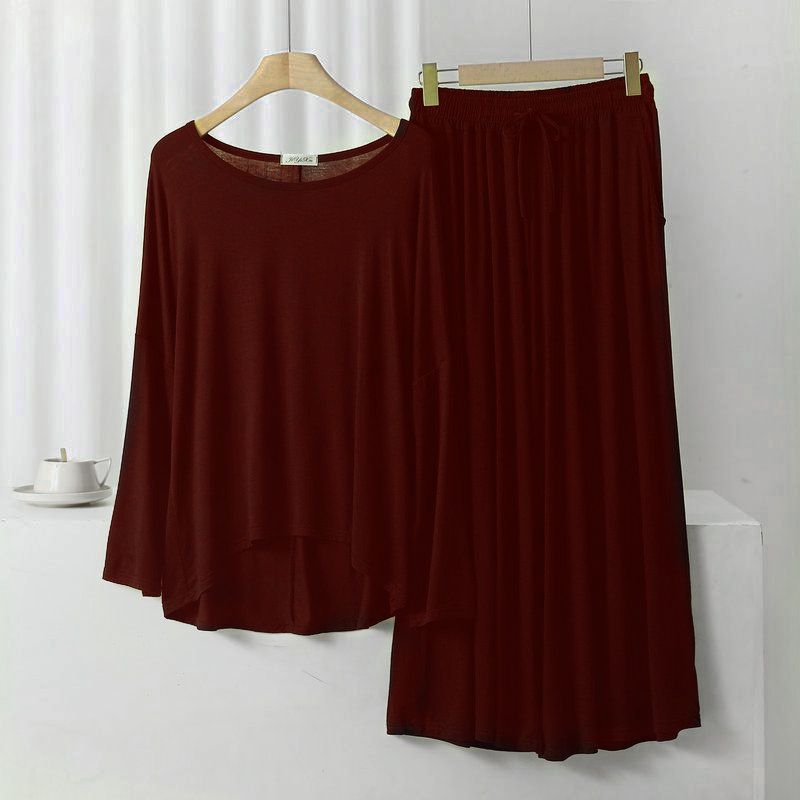 Maroon Loose Sleeves Shirt & Trouser ( PJ Set )