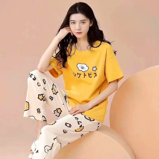 Yellowish Cherry Shirt Trouser ( PJ Set )