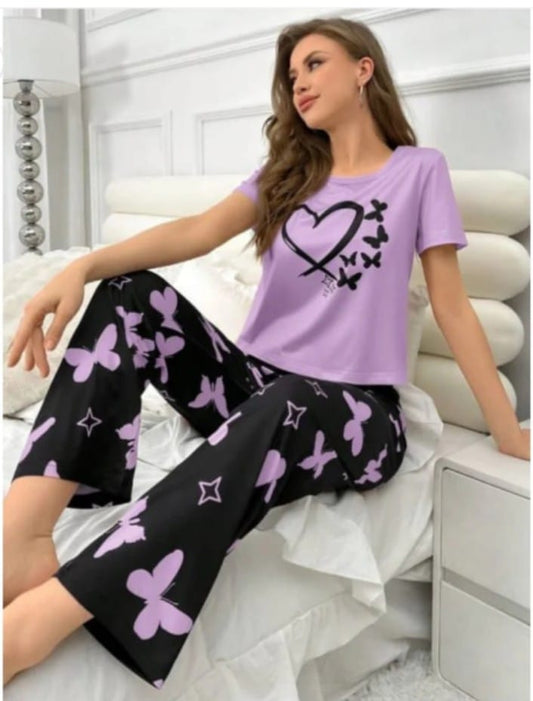 Purple Love Butterfly Shirt Trouser ( PJ Set )