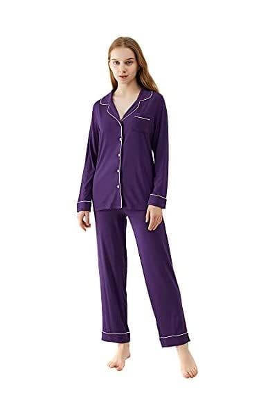 Rich Purple Silk Satin Night Suit For Her #225