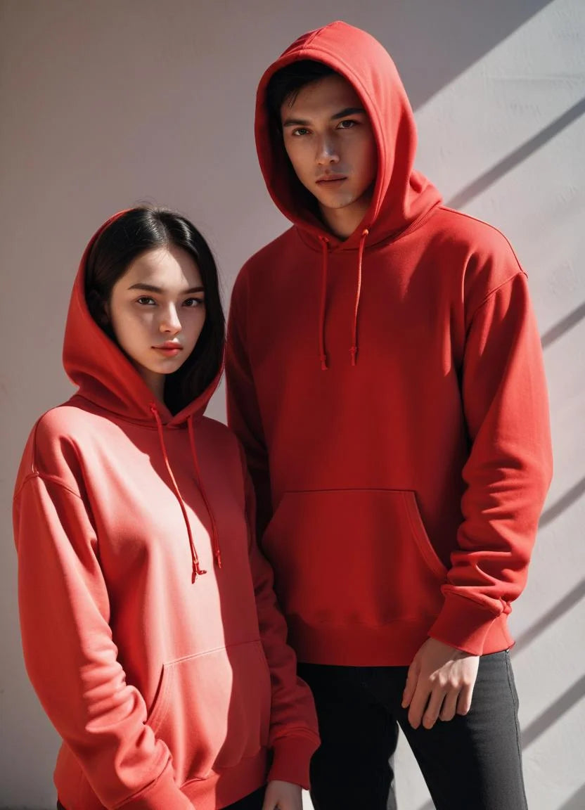 Pack Of 2 Couple Hoodie in Red
