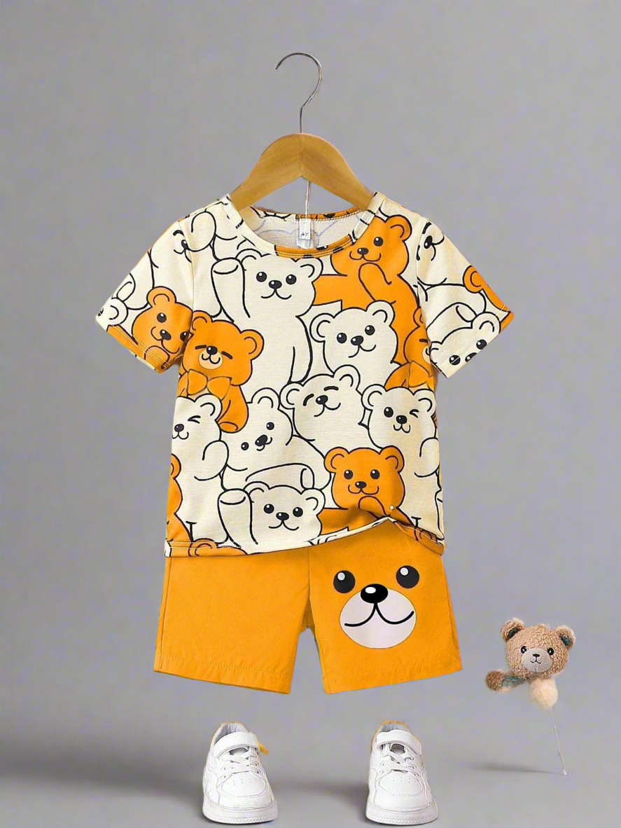 Skin Yellow Bear Summer Shirt & Nicker For Baby & Baba