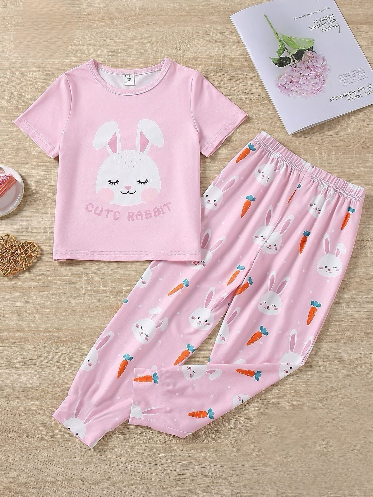 Pink Cute Rabbit 🐰 Summer Shirt & Trouser For Baby & Baba