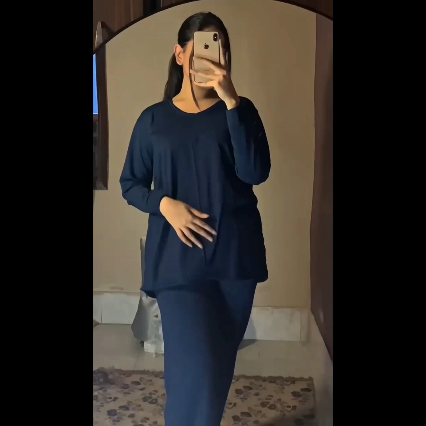 Navy Blue V-Neck Shirt & Trouser ( PJ Set )