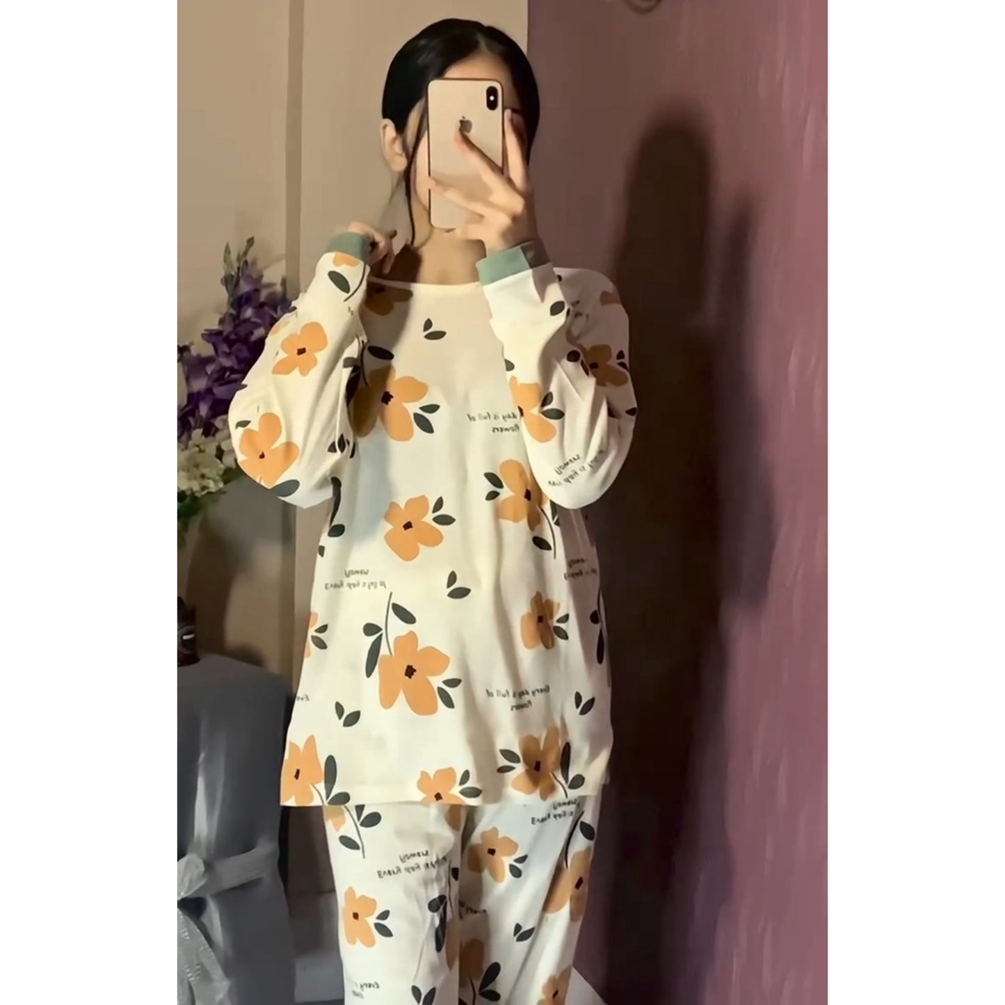 Flowers Print Full Sleeves T-shirt & Trouser