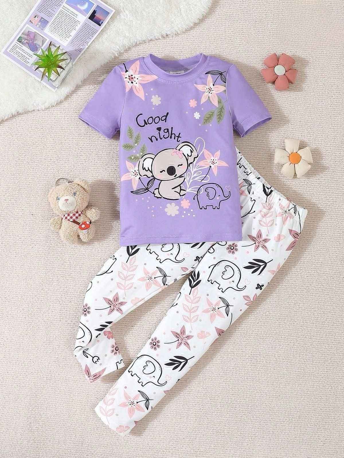 Purple Good Night Summer Shirt & Trouser For Baby & Baba