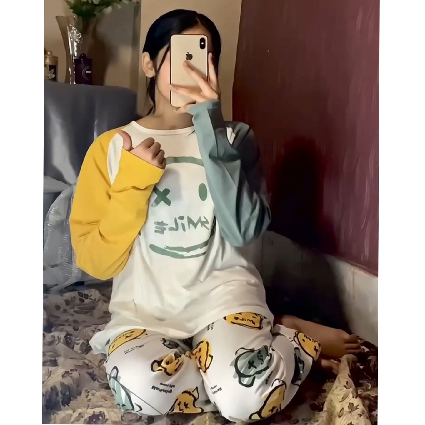 Multi Colour Smile Print T-shirt & Trouser