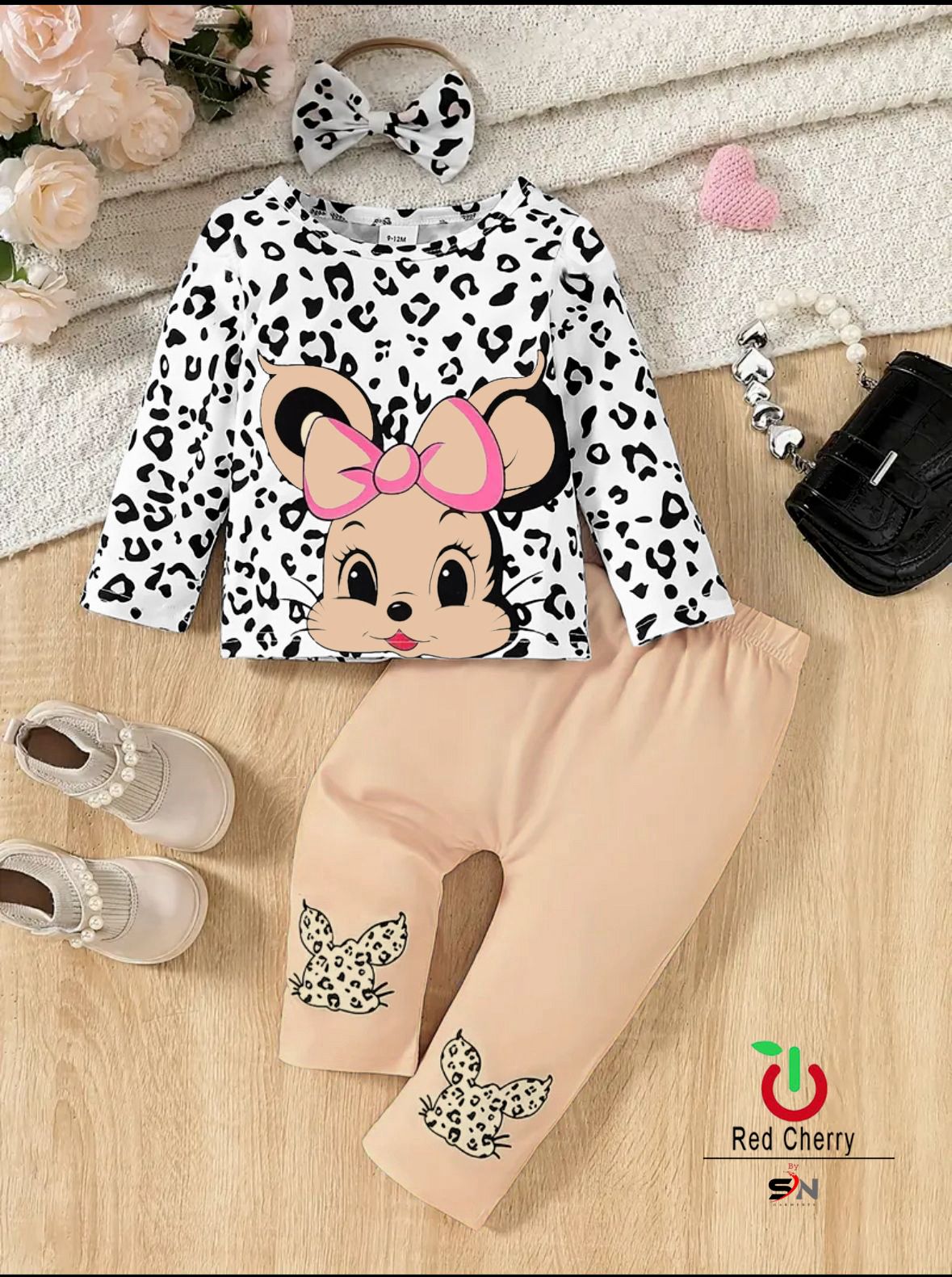 Cheetah Print Cute Cartoon Summer Shirt & Trouser For Baby & Baba
