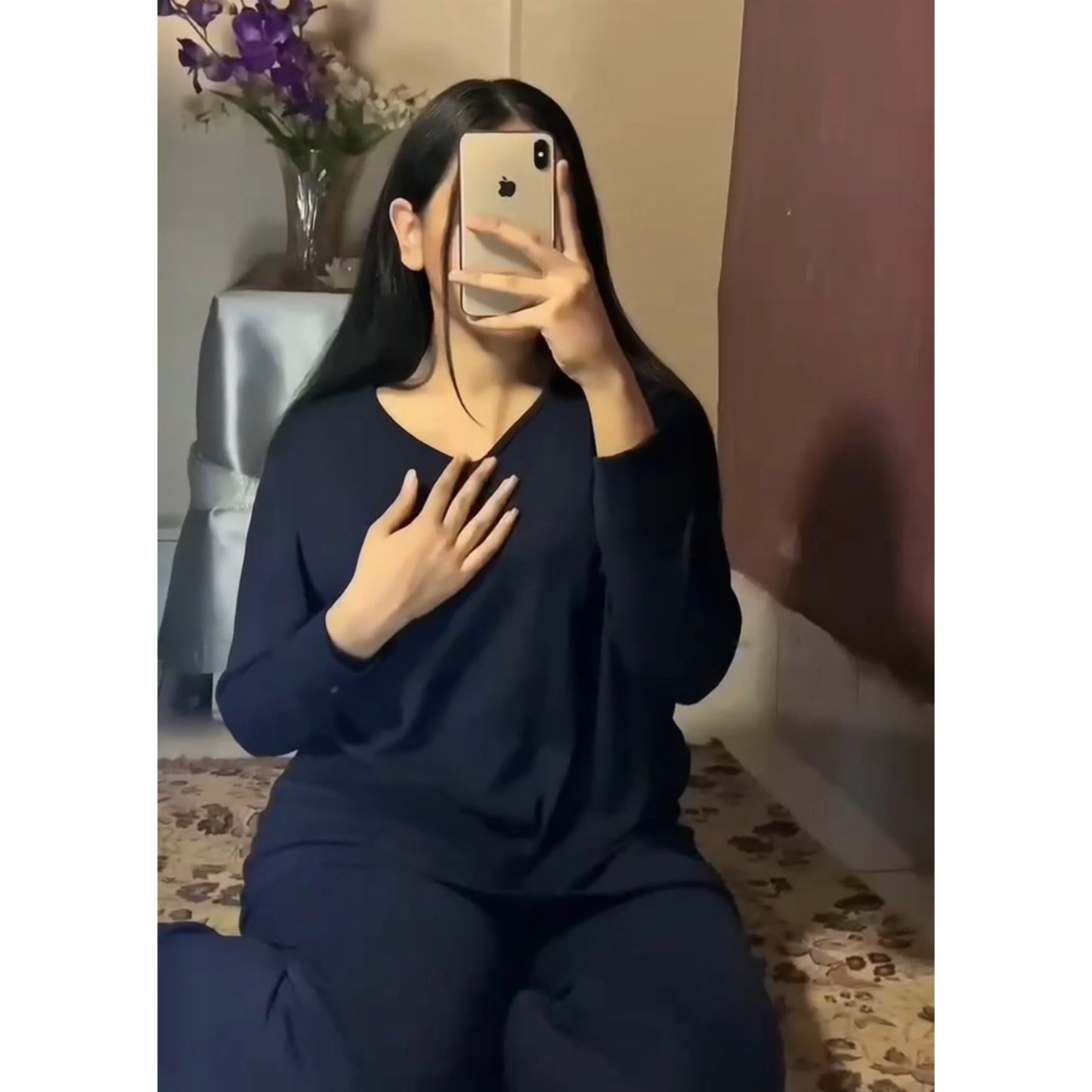 Black V-Neck Shirt & Trouser ( PJ Set )