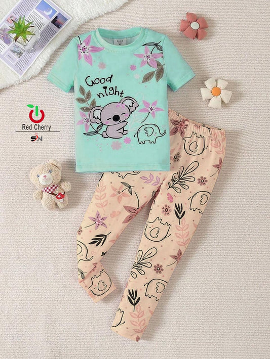 Good Night Greenish Summer Shirt & Trouser For Baby & Baba