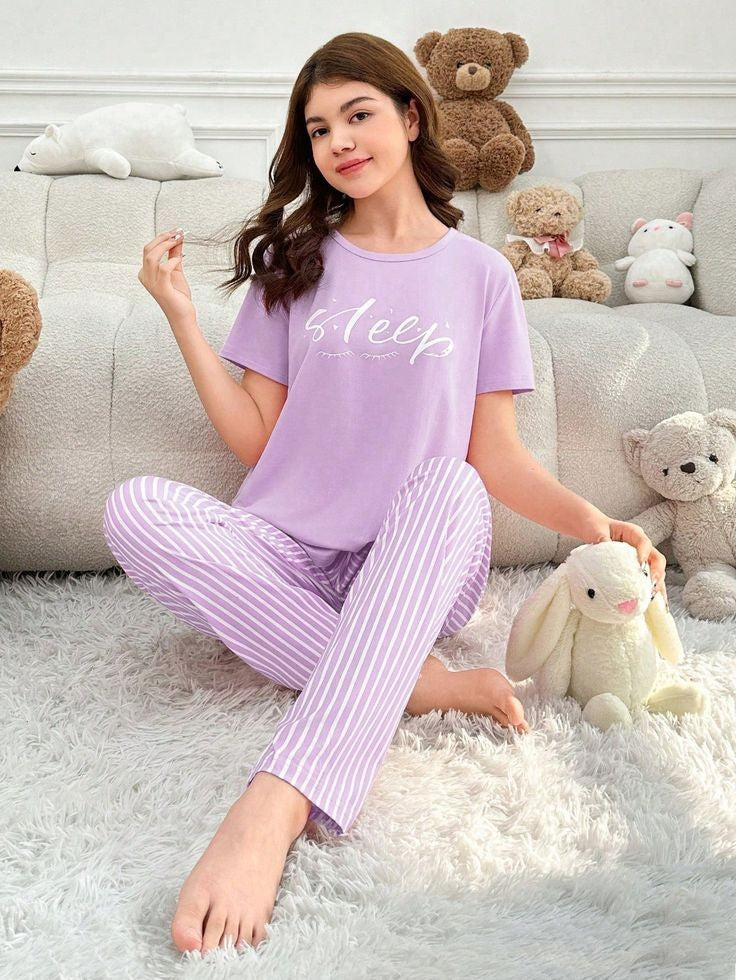 Purple Sleep Print Shirt Trouser ( PJ Set )